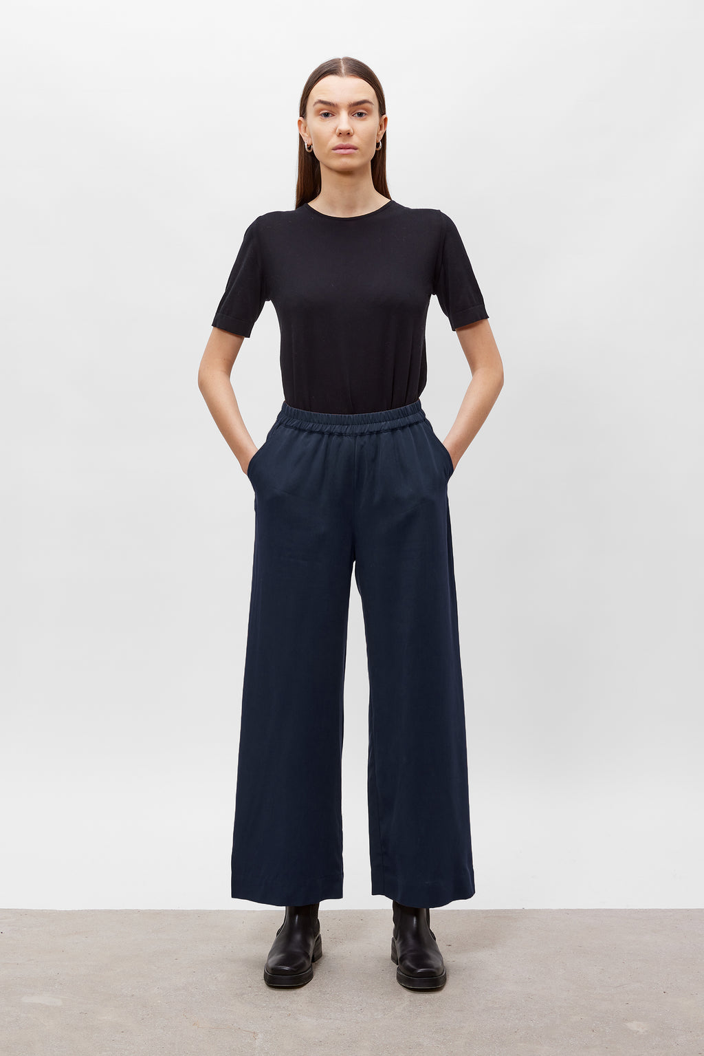 THEA - Flowy Tencel Pants, navy