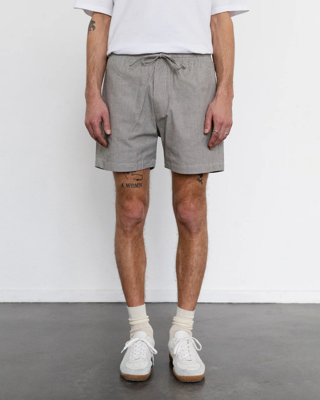 Kurze Hose Bio Baumwolle - Grau Gestreift