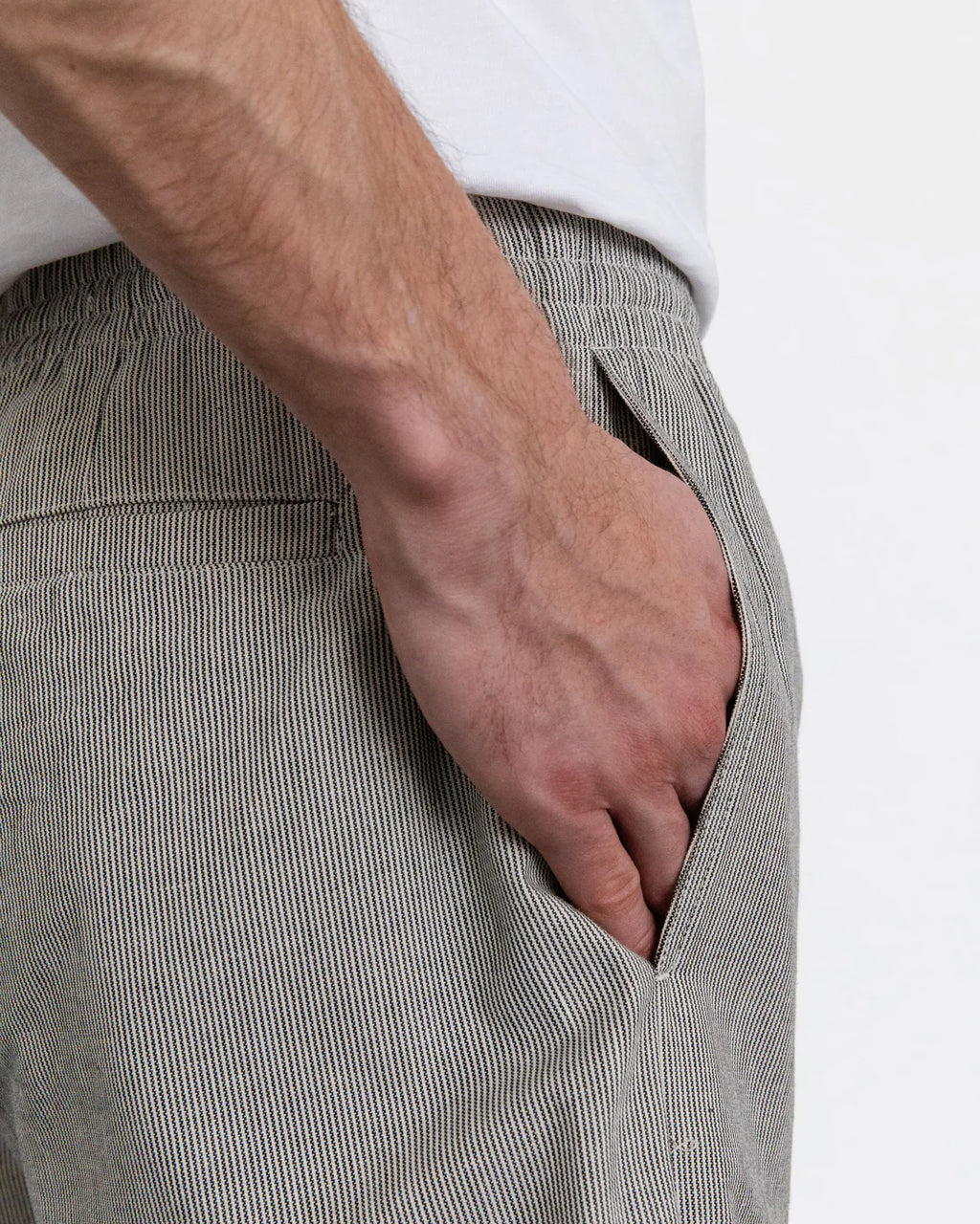 Kurze Hose Bio Baumwolle - Grau Gestreift