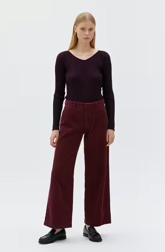 AYA - Wide Leg Corduroy trousers - Bordeaux