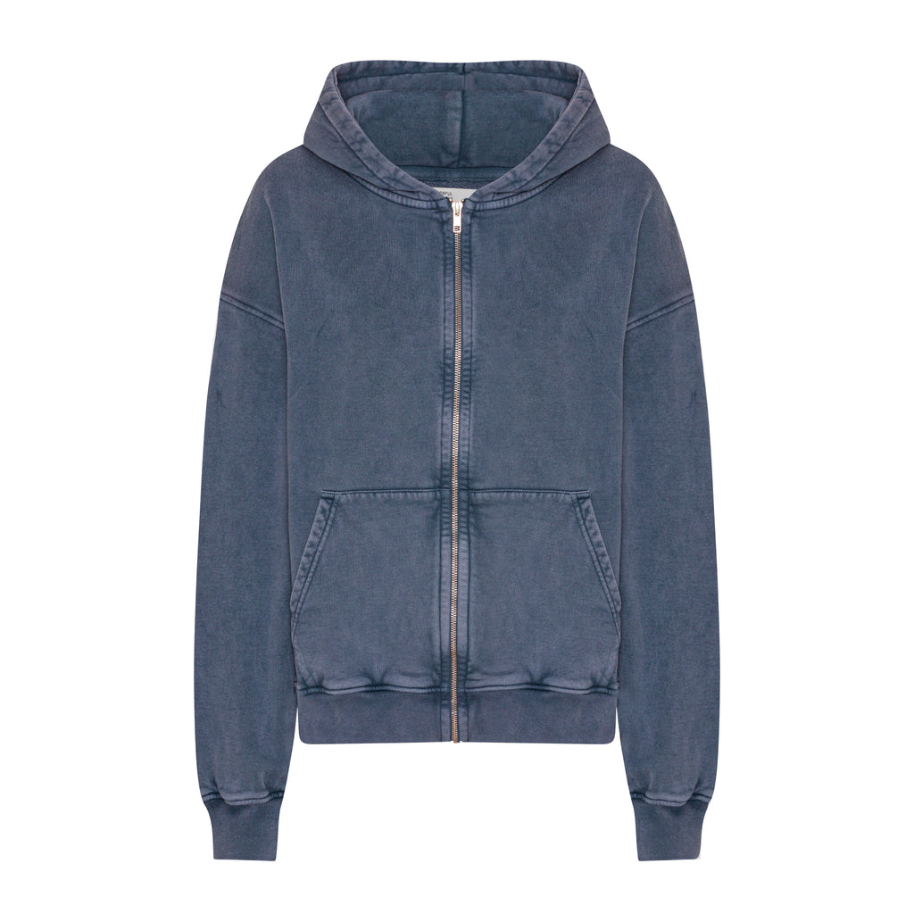 Organic Oversized Zip Hood - Neptune Blue