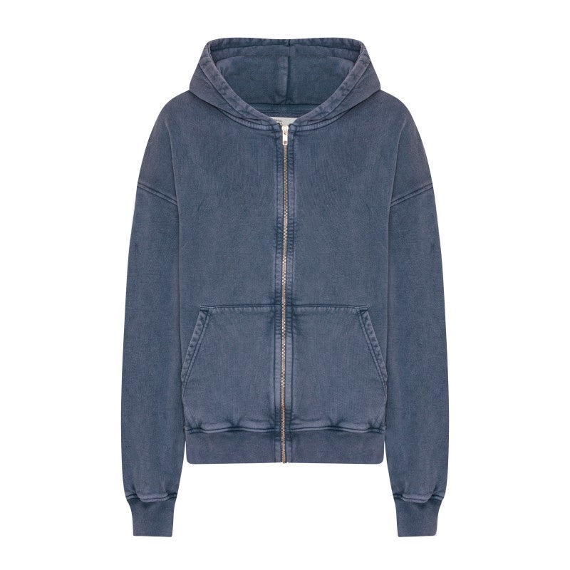 Organic Oversized Zip Hood - Neptune Blue