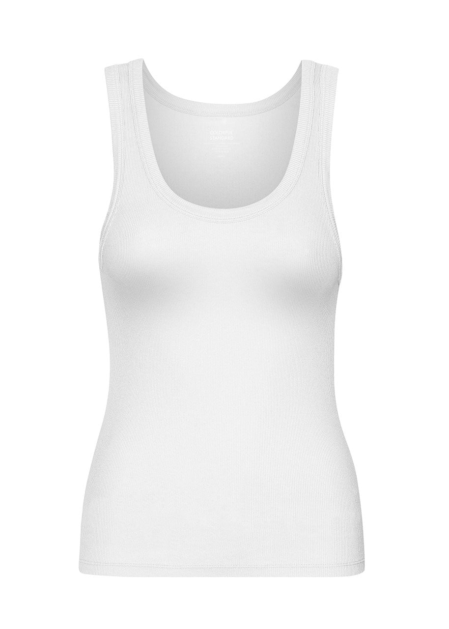 Women organic Rib Tank Top - optical white