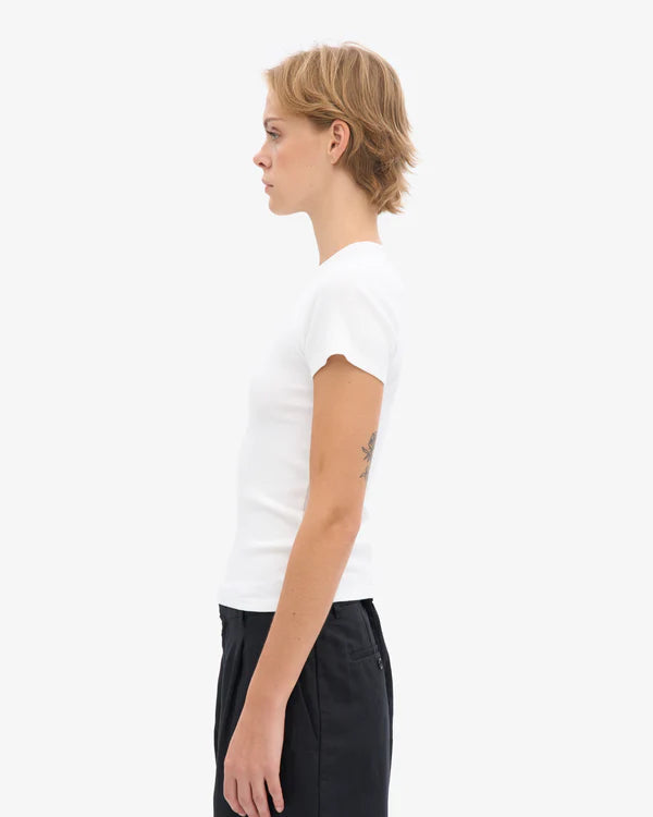 Women Organic Rib SS T-Shirt - Optical White