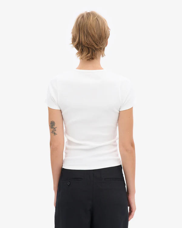 Women Organic Rib SS T-Shirt - Optical White