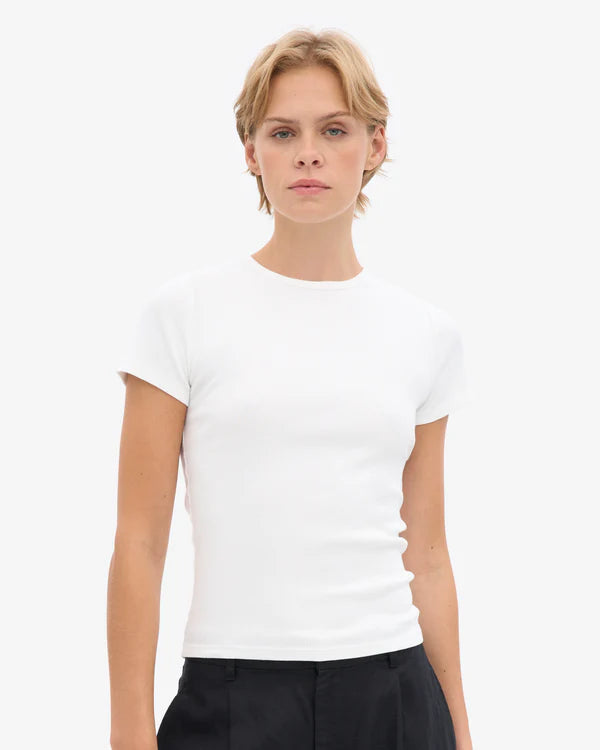 Women Organic Rib SS T-Shirt - Optical White