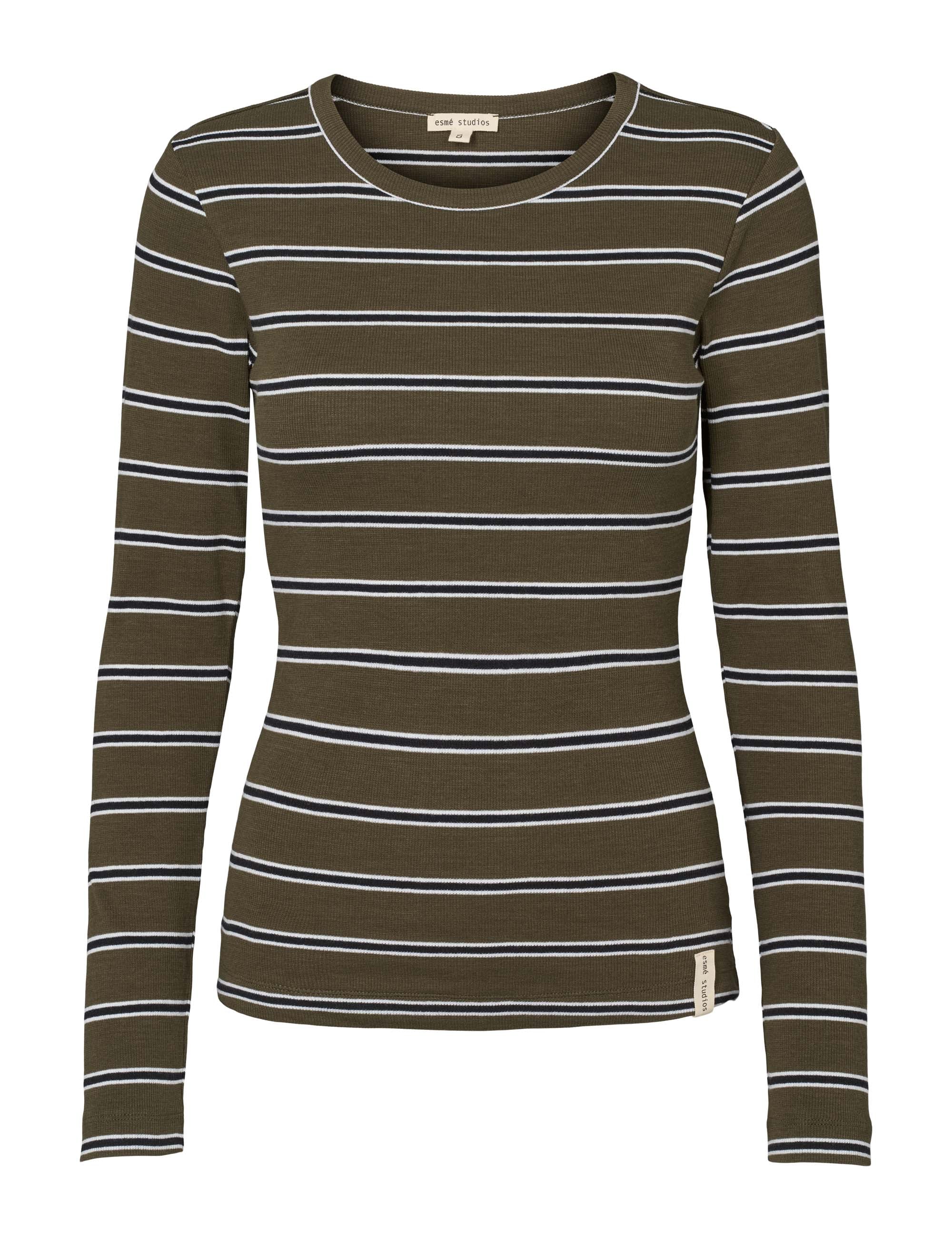 Blossom Stripe LS Top - Forest Night