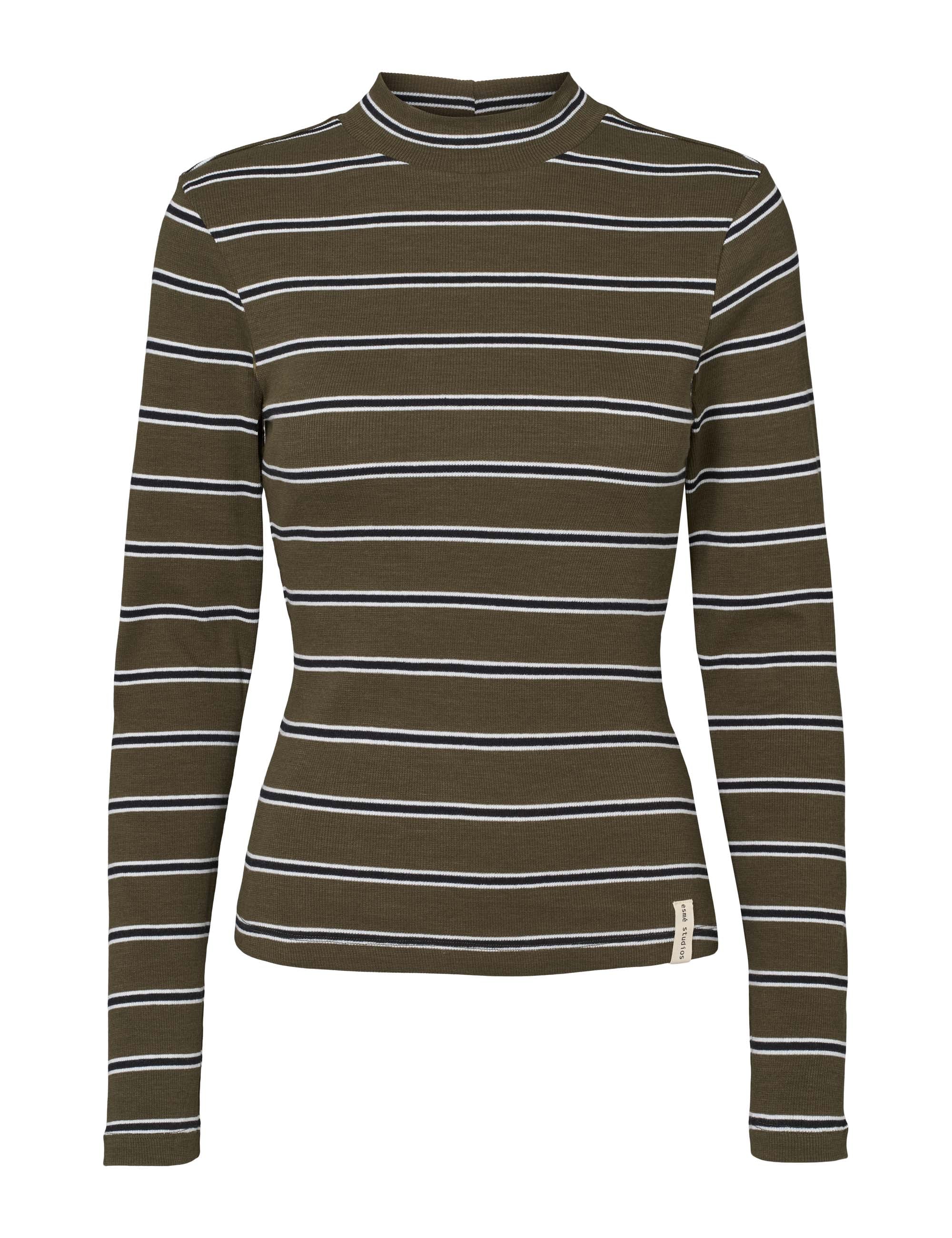 Blossom Stripe LS Turtleneck - Forest Night