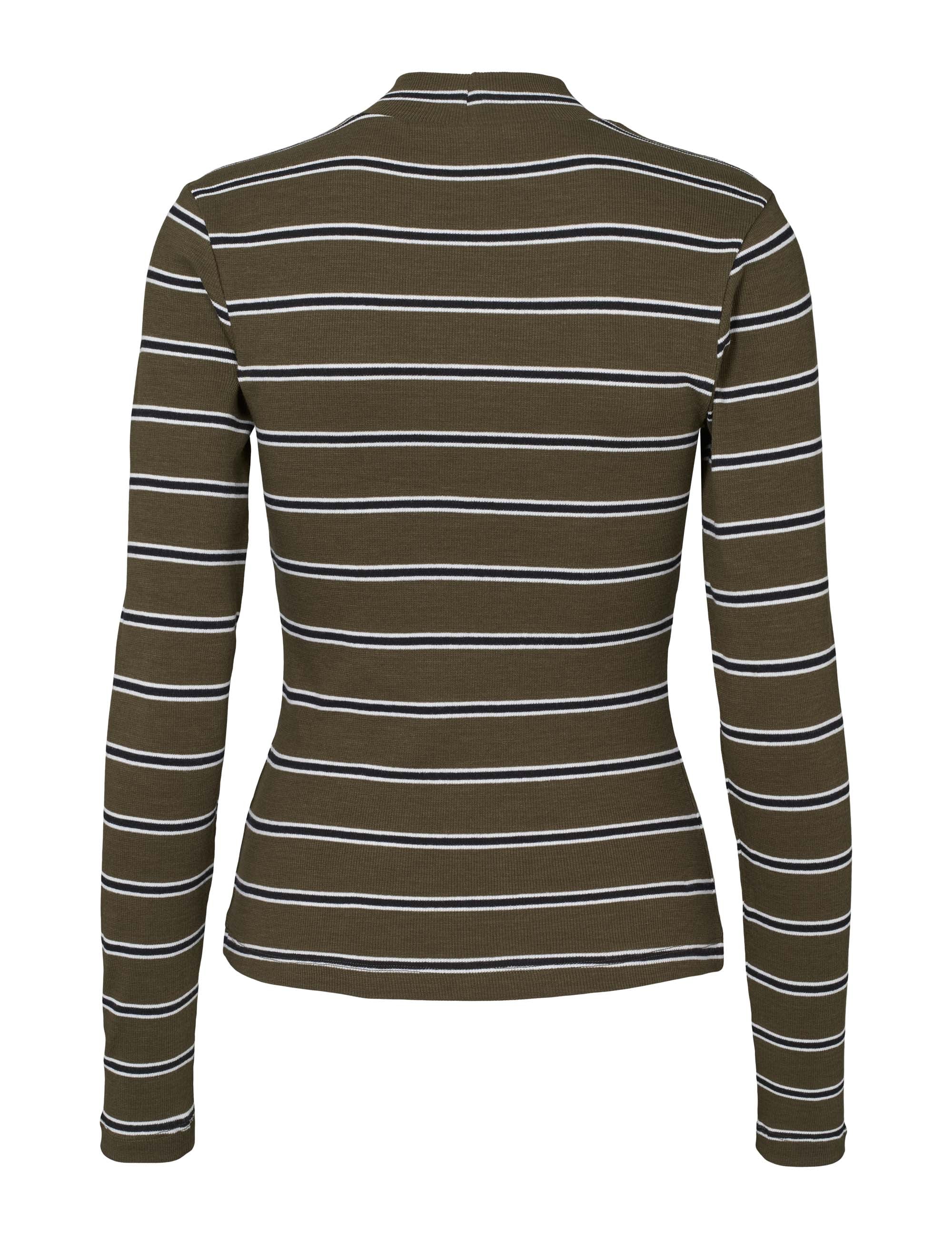 Blossom Stripe LS Turtleneck - Forest Night