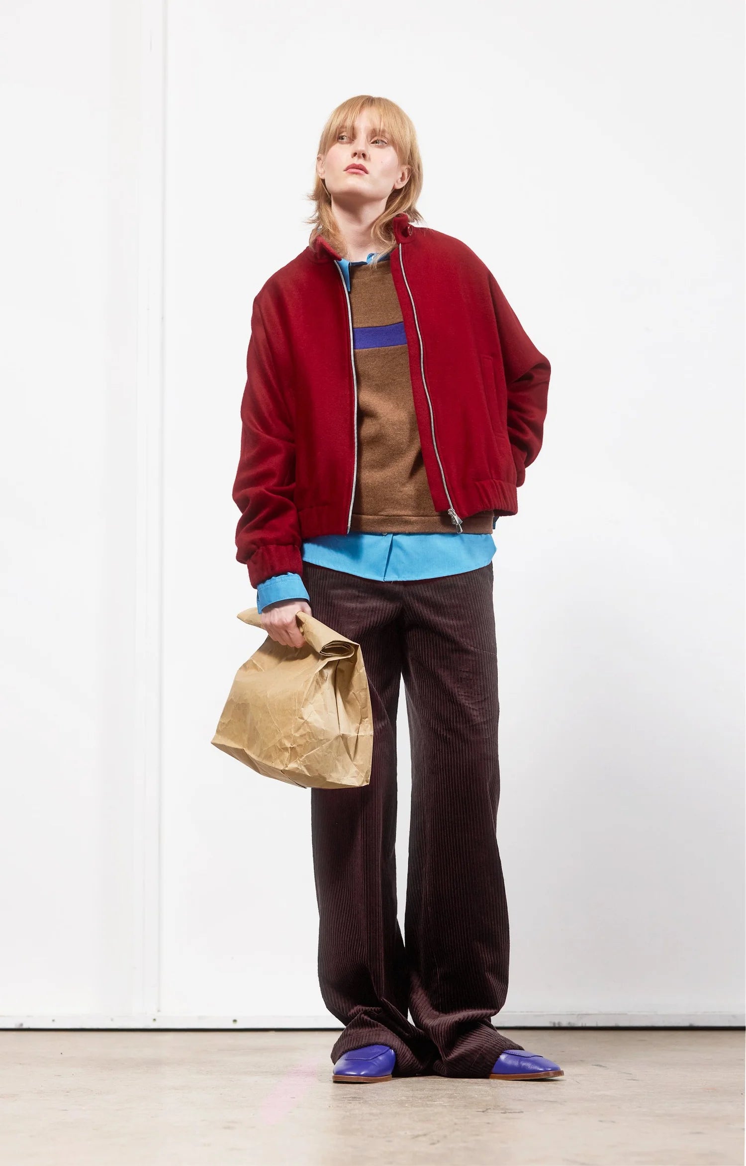 Winter Blouson aus Schurwolle und Alpaka - Rot