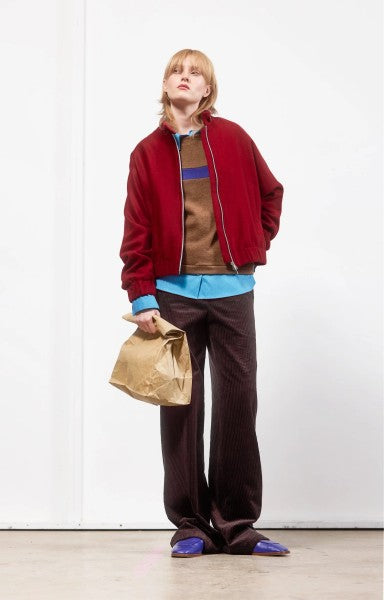 Winter Blouson aus Schurwolle und Alpaka - Rot