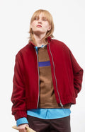 Winter Blouson aus Schurwolle und Alpaka - Rot