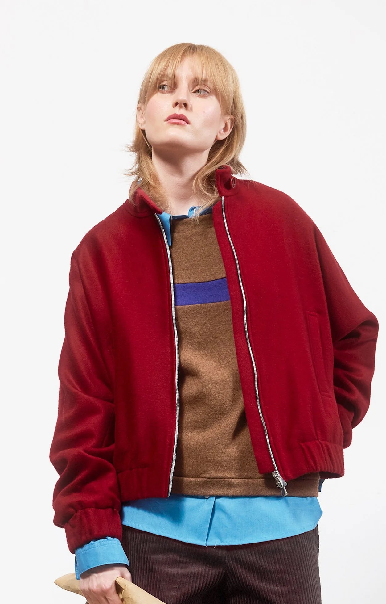 Winter Blouson aus Schurwolle und Alpaka - Rot