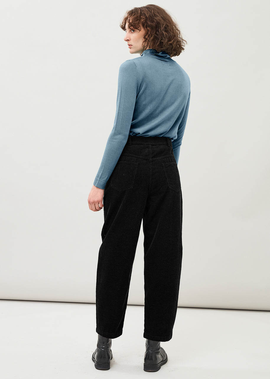 RUTH - Barrel leg organic cotton corduroy trousers, Black