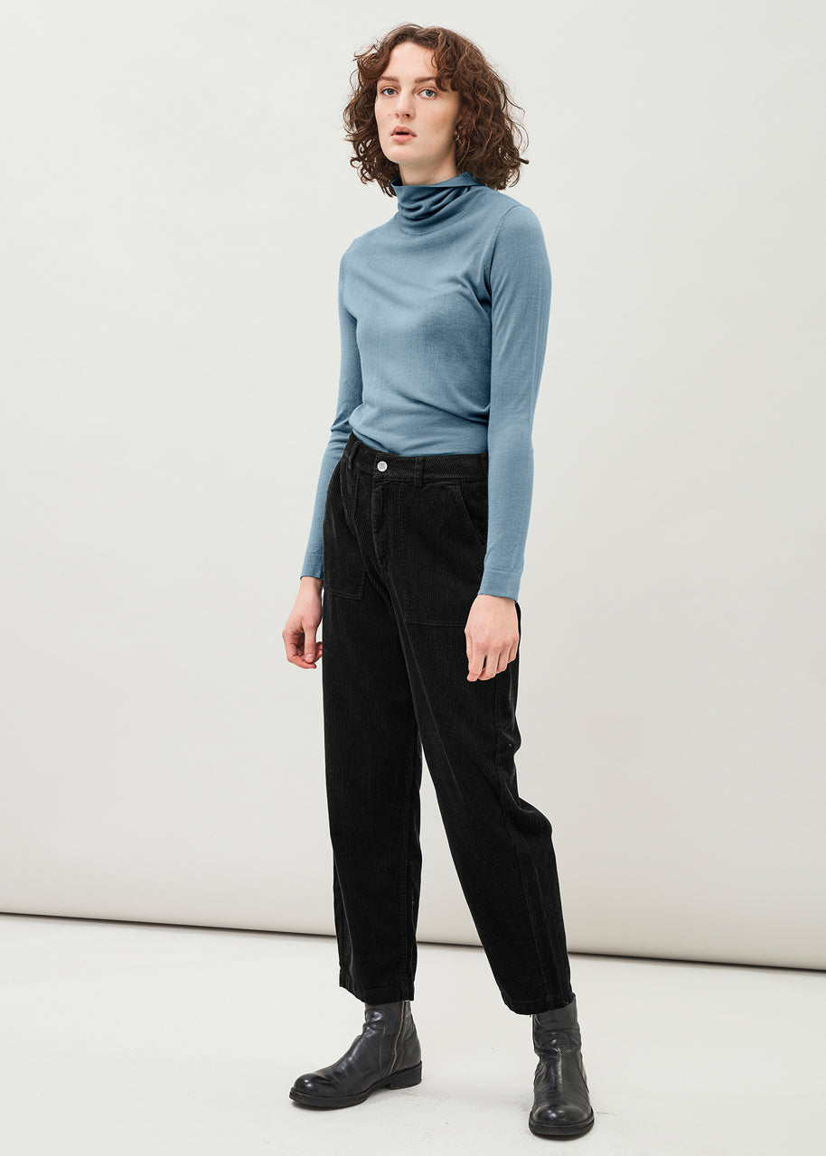 RUTH - Barrel leg organic cotton corduroy trousers, Black