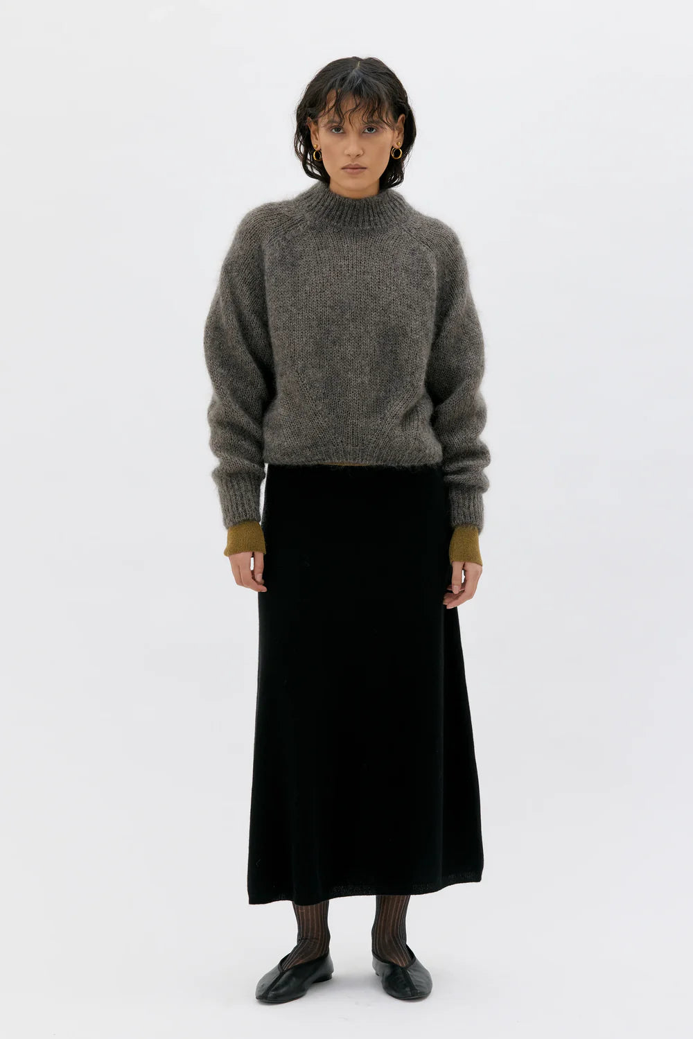 FAYE - Chunky mohair silk sweater - Moleskine