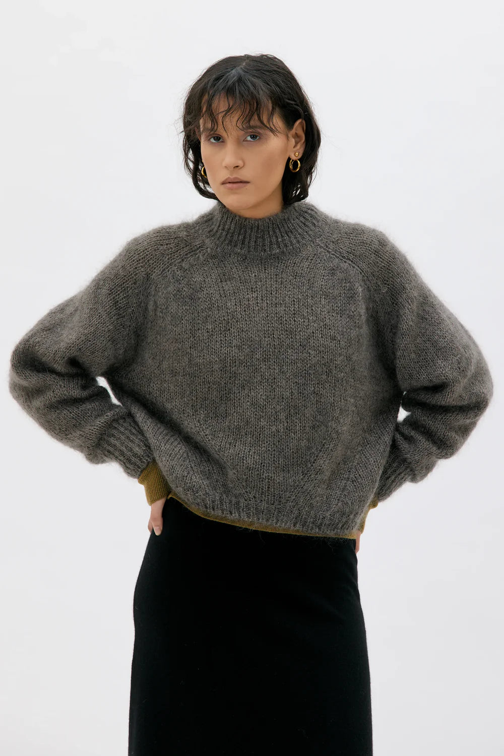 FAYE - Chunky mohair silk sweater - Moleskine