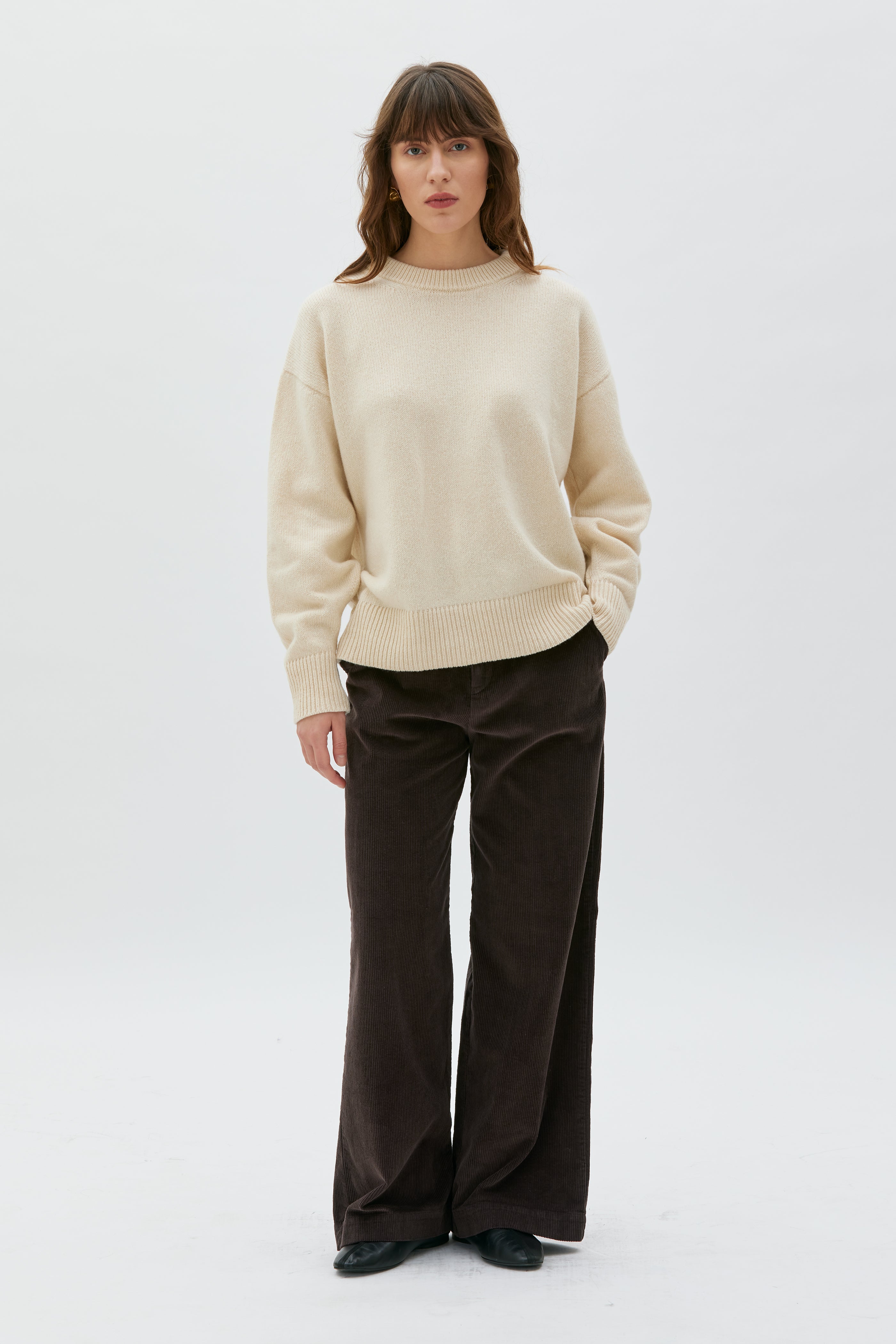 AYA - Wide Leg Corduroy trousers - Cacao brown