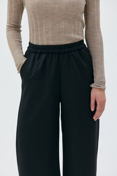 GALA - Elastic waist wool trousers black