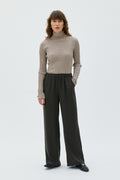 VALLI - Long weighty Tencel Pants, Shiitake