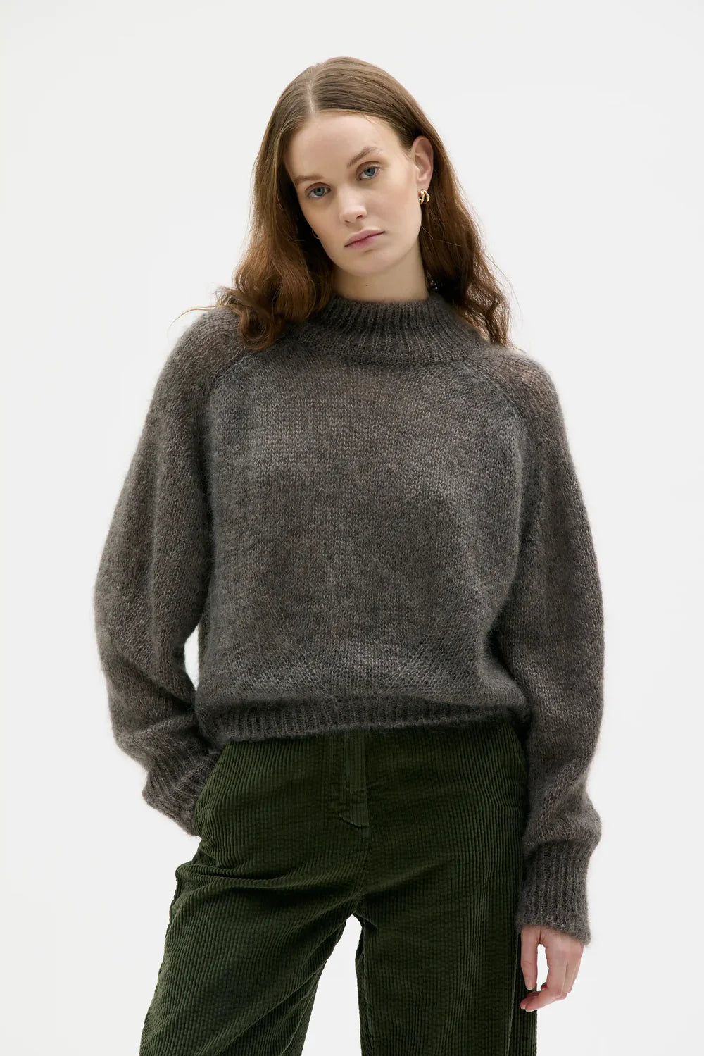 FAYE - Chunky mohair silk sweater - Moleskine