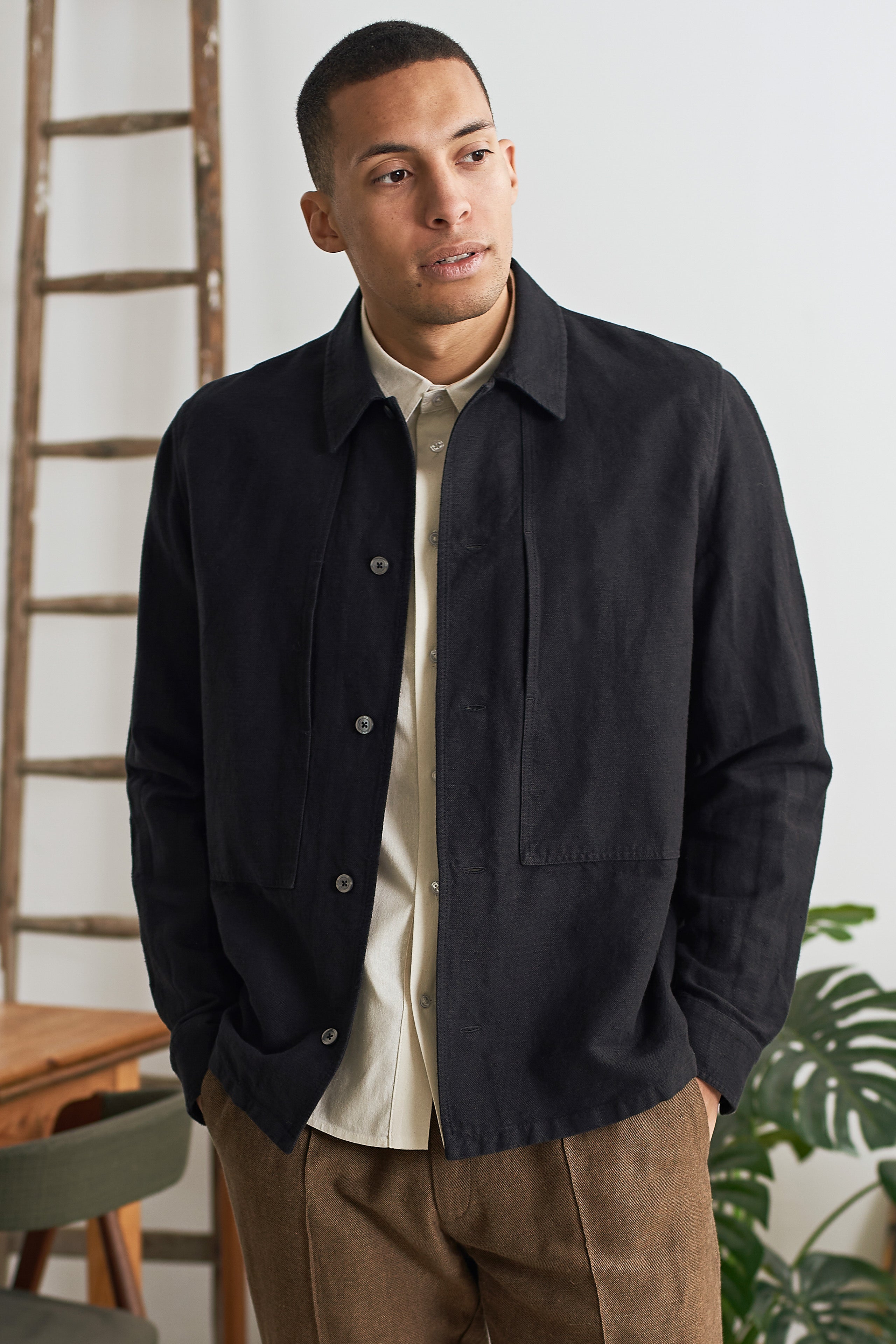 OWE Overshirt - Winter Linen Black Olive